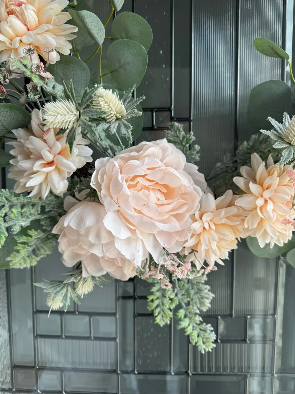 Peach Floral Bead Hoop Wreath - Home Accents